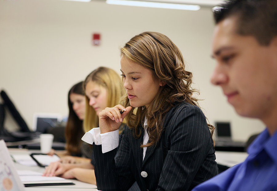 Business degree students in a classroom